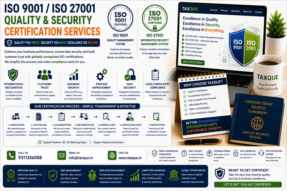 ISO Certification — TaxQue Statutory Services